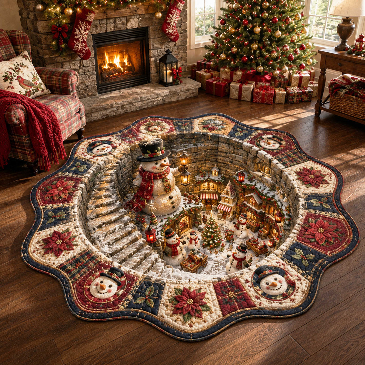 Cozy Christmas Custom Shape Area Rug VTQ-Myprintsy