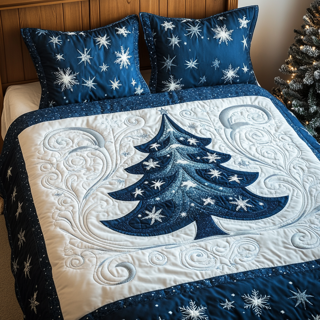 Cozy Christmas Tree -Piece Quilted Bedding Set VTQ-Myprintsy