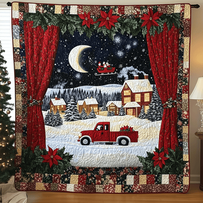 Cozy Christmas Village Quilted Blanket VTQ-Myprintsy