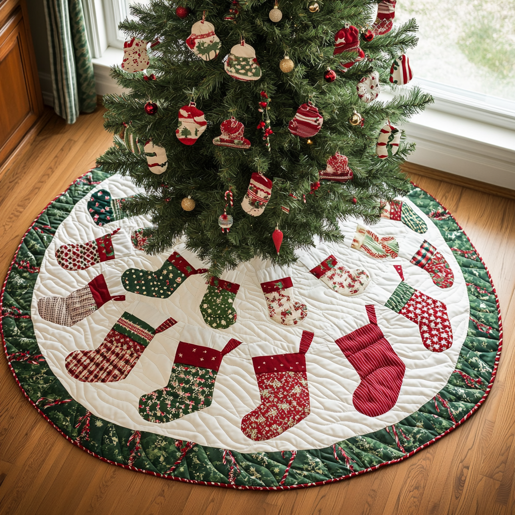 Cozy Circle Christmas Quilted Tree Skirt-Myprintsy