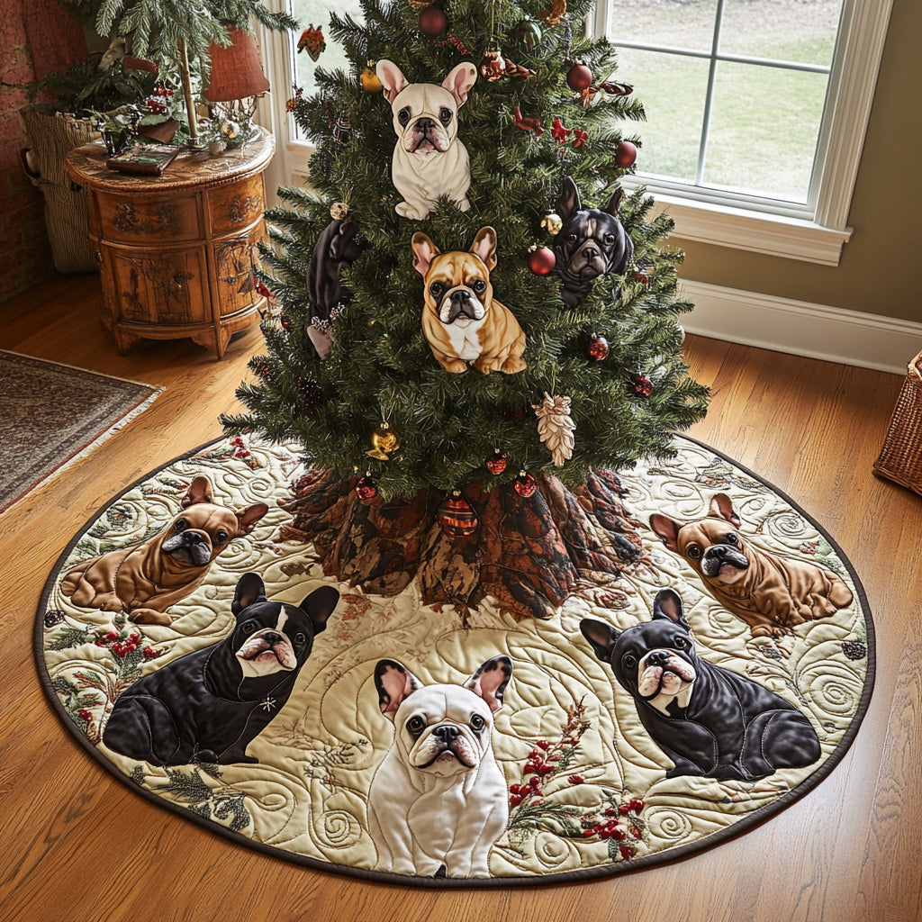 Cozy Frenchie Eve Quilted Christmas Tree Skirt VTQ-Myprintsy