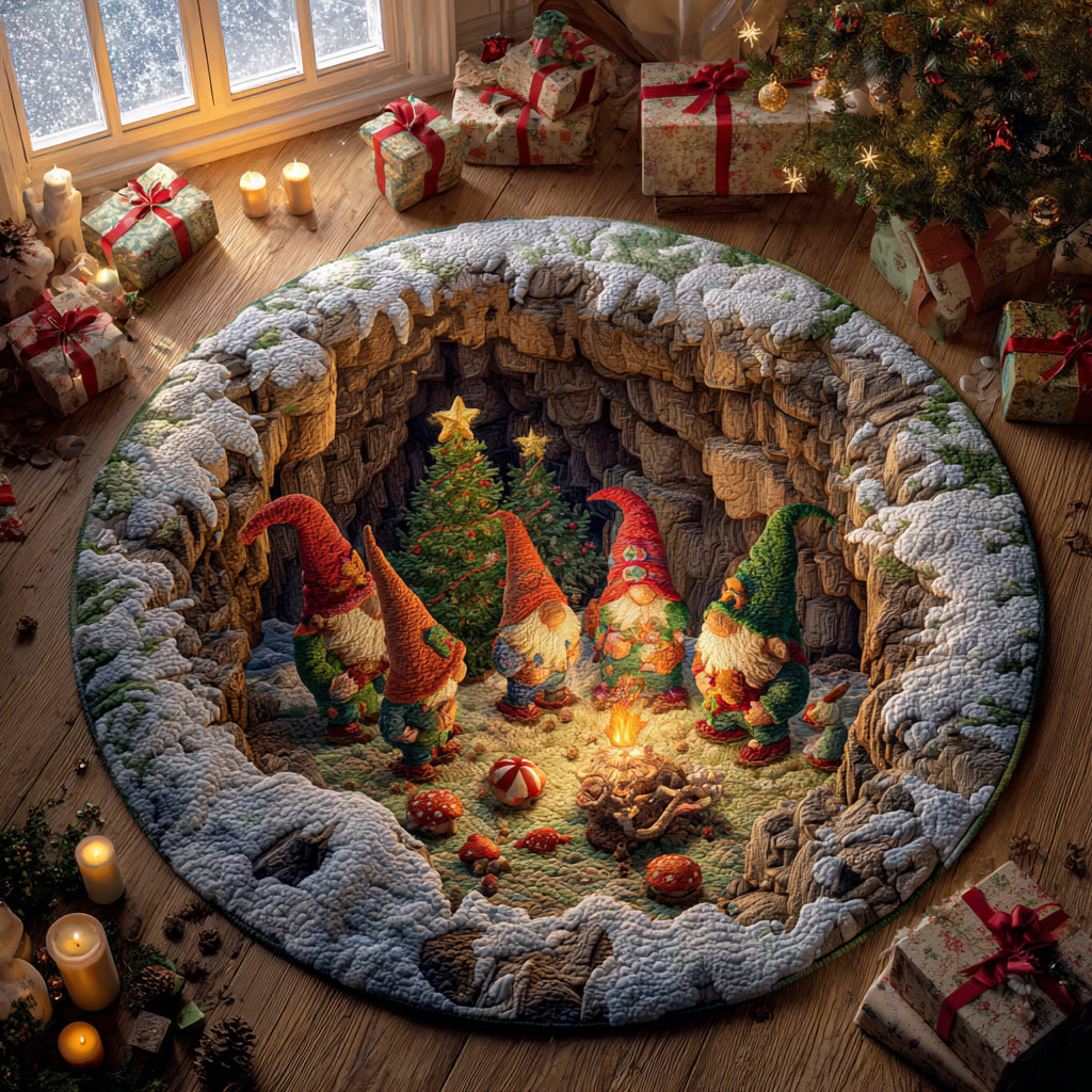 Cozy Gnome Gathering Round Carpet VTQ-Myprintsy