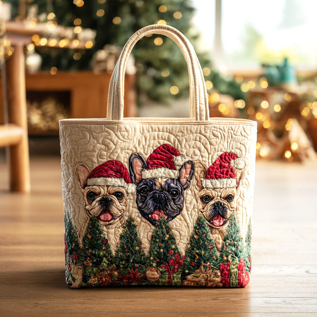 Cozy Holiday Pups Quilted Tote Bag VTQ-Myprintsy