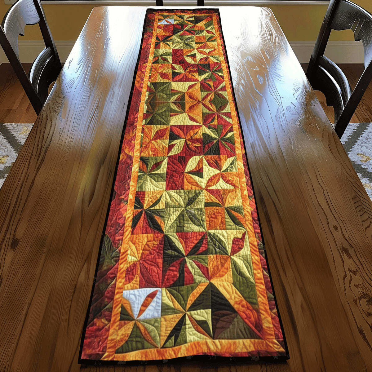 Cozy Maple Leaves Thanksgiving Quilted Table Runner PD VTQ-Myprintsy