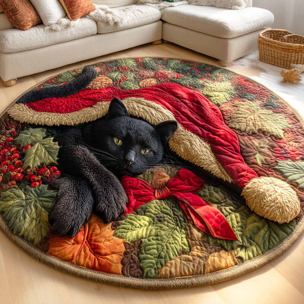 Cozy Noel Cat Quilted Round Mat VTQ-Myprintsy