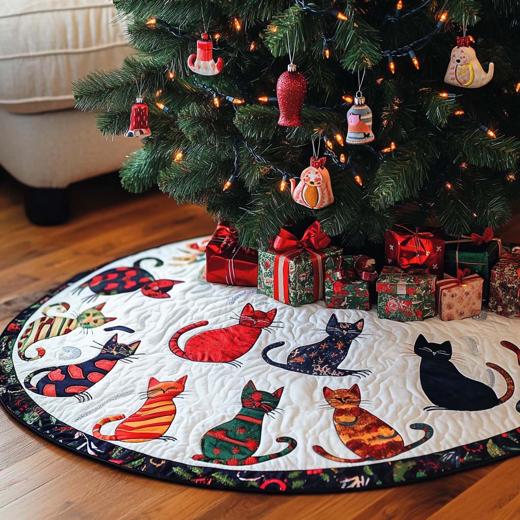 Cozy Paws Christmas Quilted Tree Skirt-Myprintsy