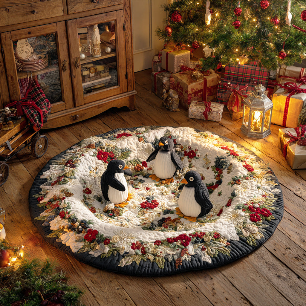 Cozy Penguin Trail Quilted Round Mat VTQ-Myprintsy