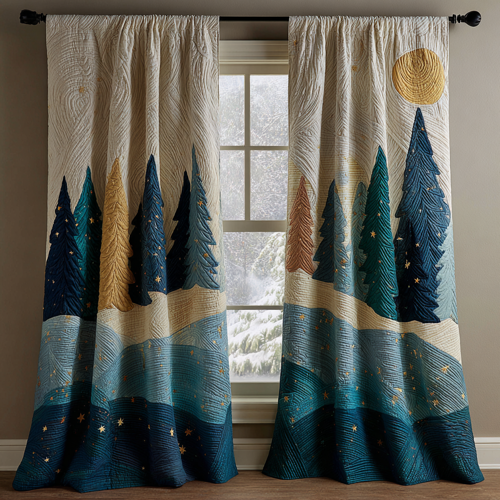 Cozy Pines Quilted Curtains VTQ-Myprintsy