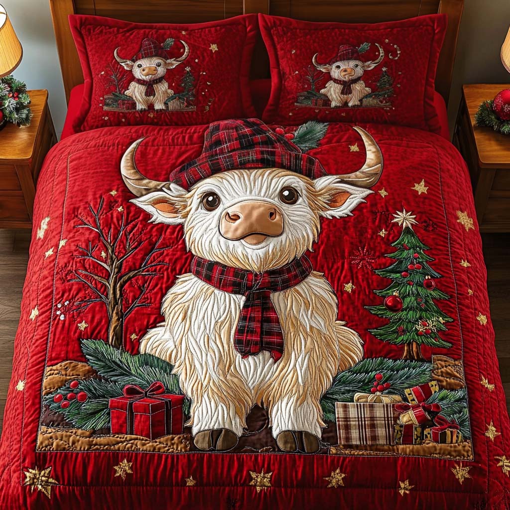 Cozy Red Plaid -Piece Quilted Bedding Set VTQ-Myprintsy