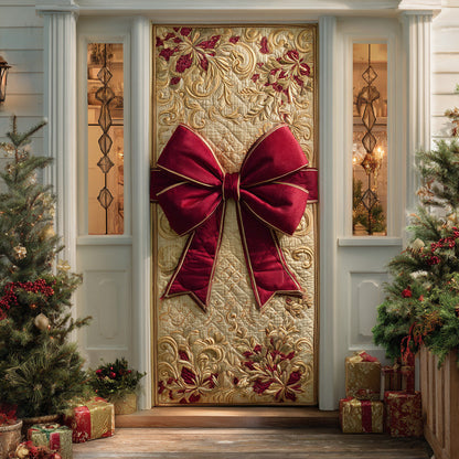 Cozy Ribbon Wreath Quilted Door Cover VTQ-Myprintsy