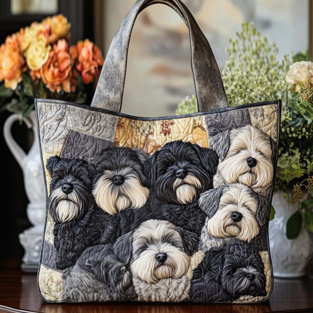 Cozy Schnauzer Pack Quilted Tote Bag VTQ-Myprintsy