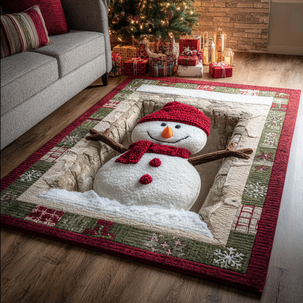 Cozy Snowman Area Rug VTQ-Myprintsy