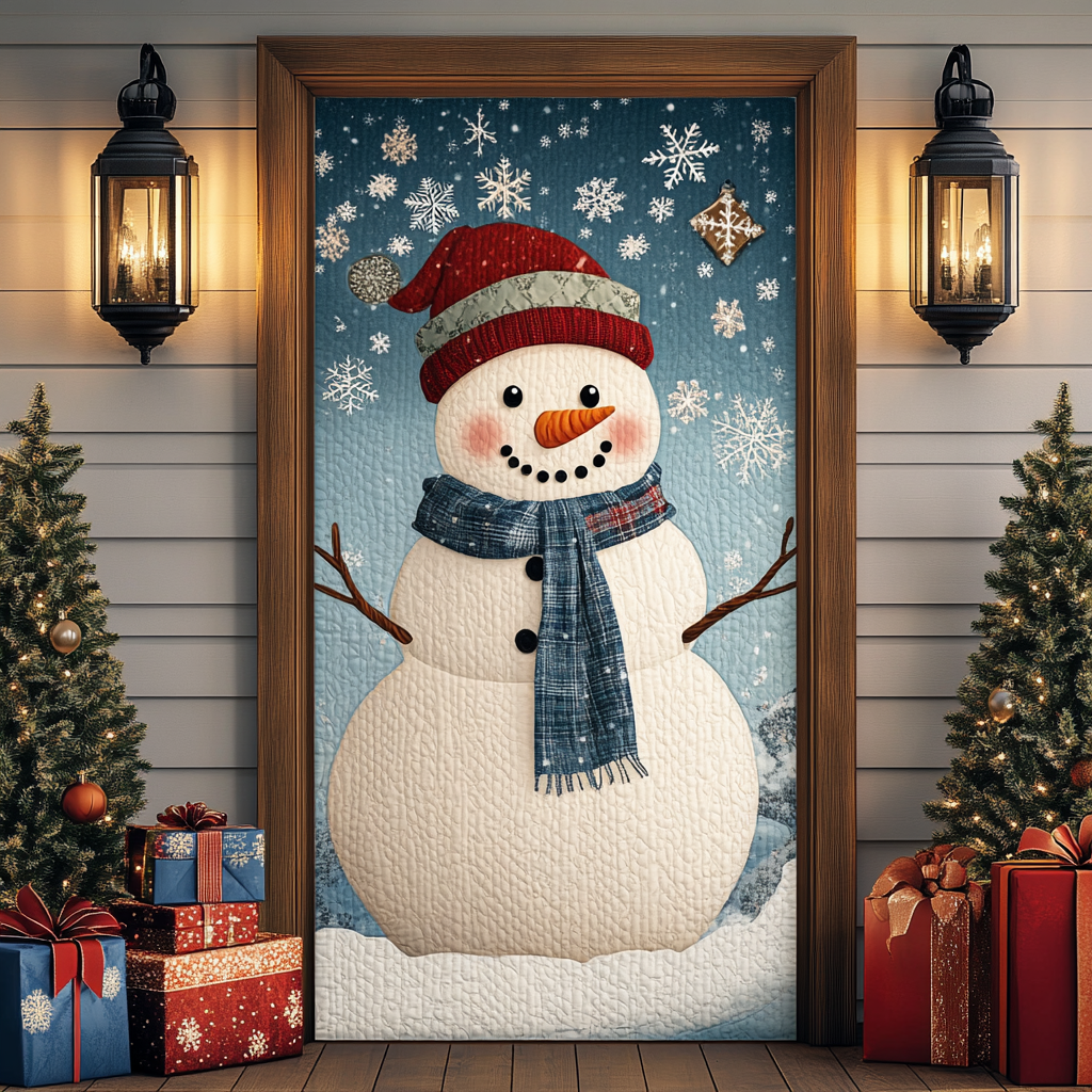 Cozy Snowman Quilted Door Cover VTQ-Myprintsy