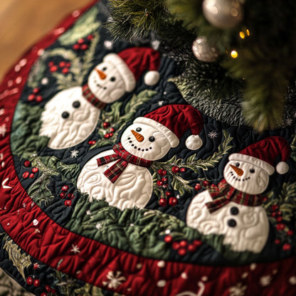Cozy Snowmen Quilted Christmas Tree Skirt VTQ-Myprintsy