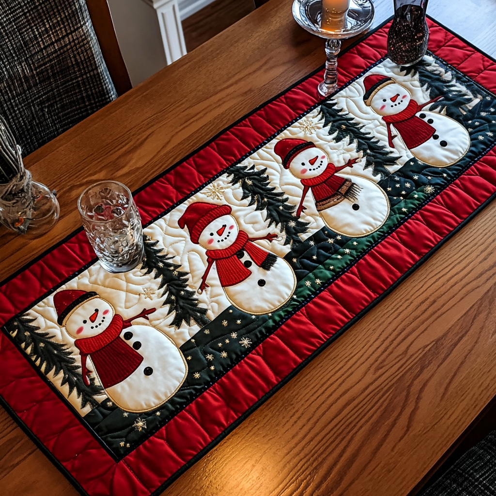 Cozy Snowmen Quilted Table Runner VH VTQ-Myprintsy