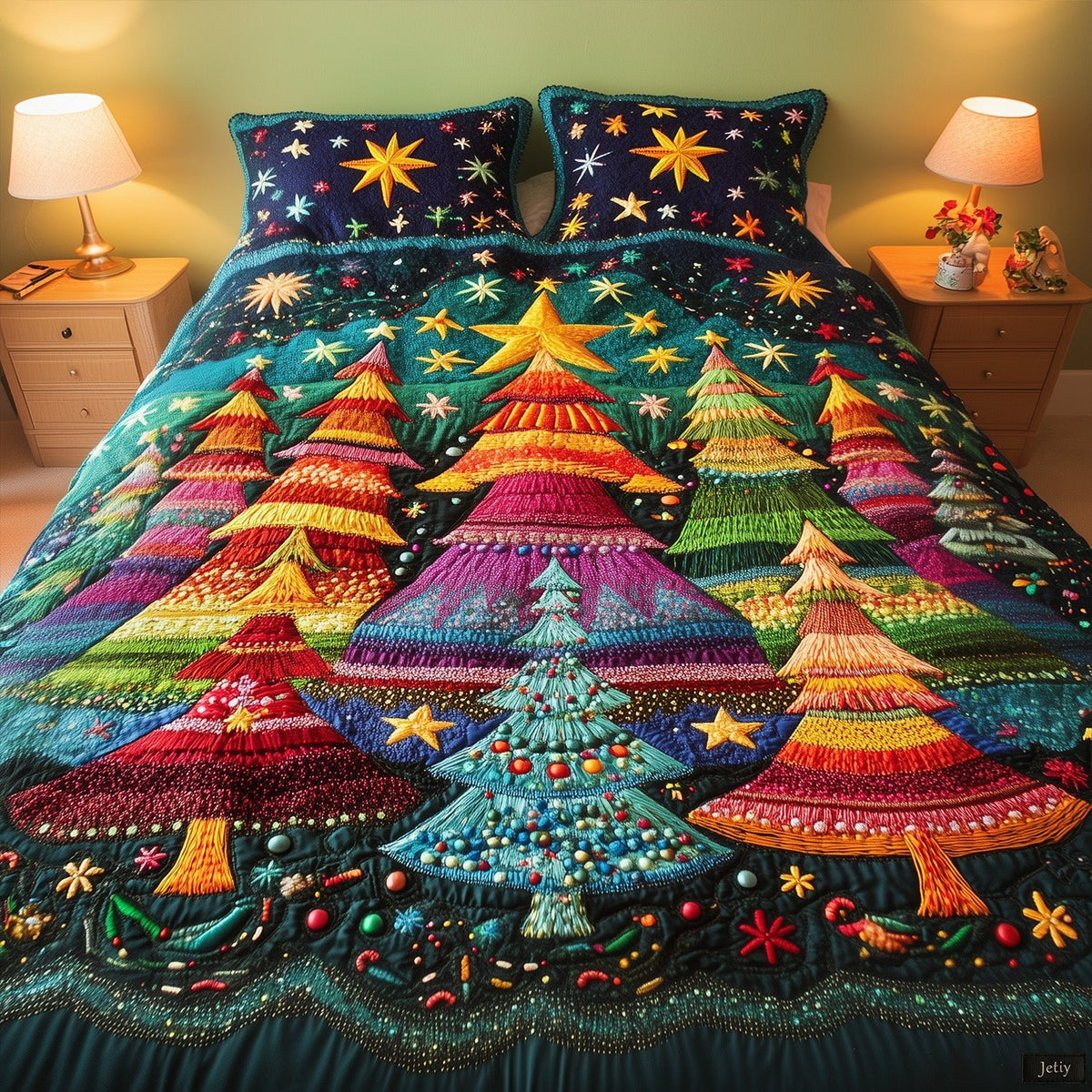 Cozy Tree Dreamscape -Piece Quilted Bedding Set VTQ-Myprintsy