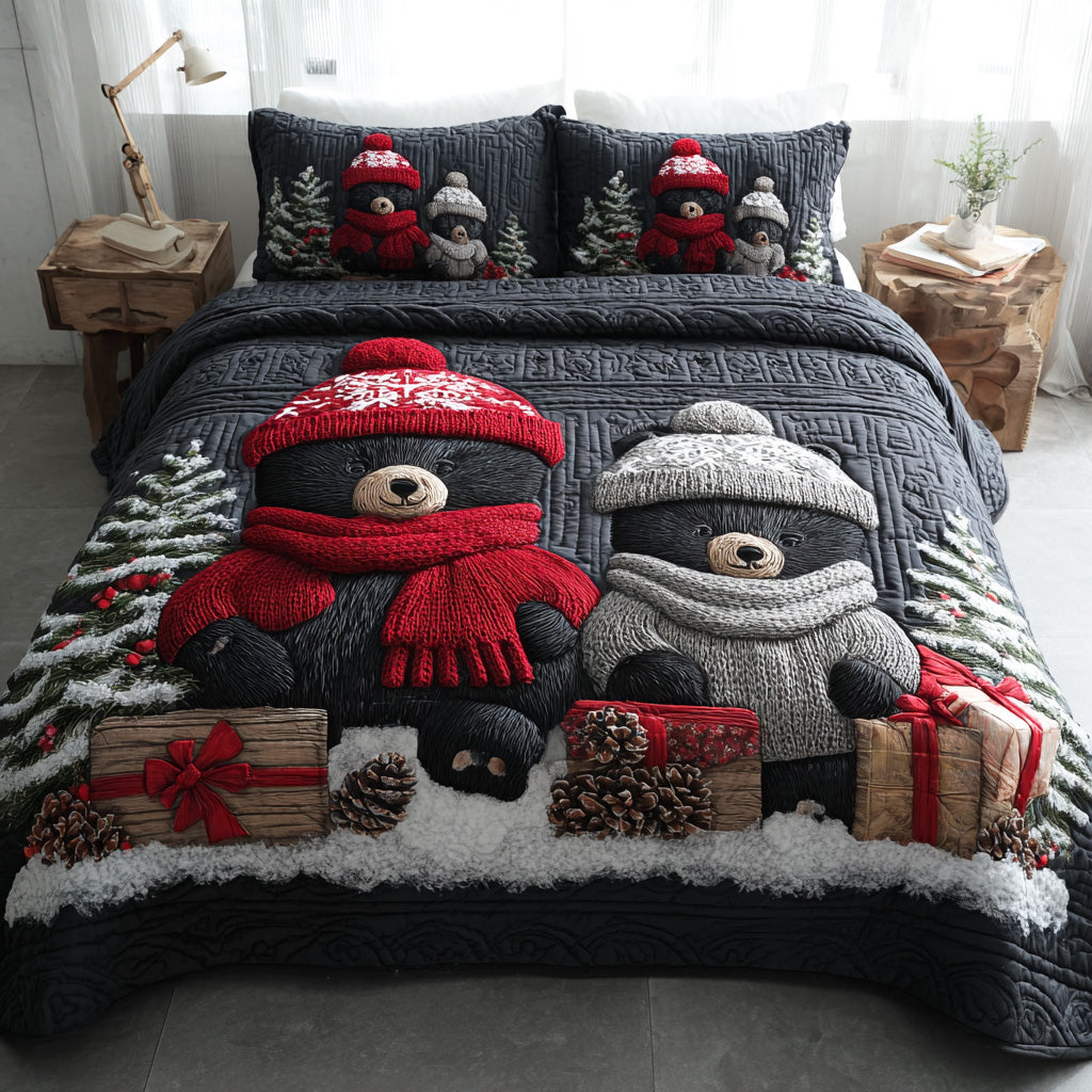Cozy Winter Bear -Piece Quilted Bedding Set VTQ-Myprintsy