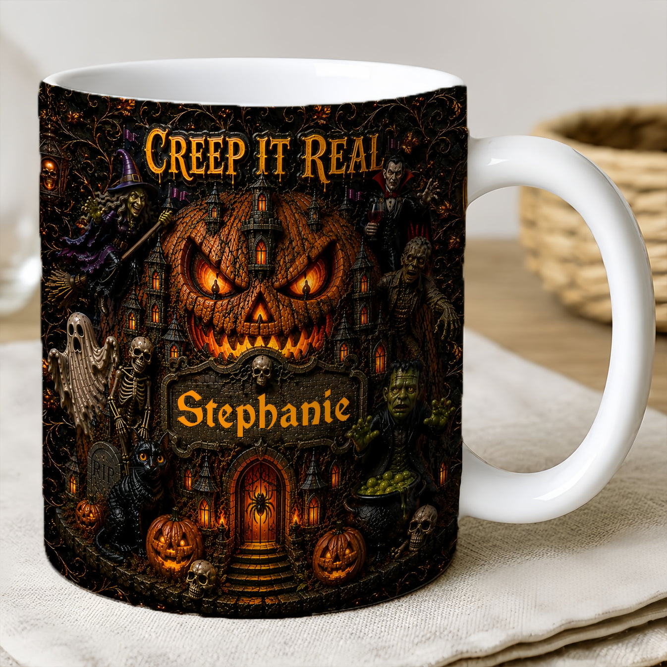 Creep It Real - Personalized Accent Mug - Gift For Halloween (Copy)-Myprintsy