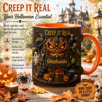 Creep It Real - Personalized Accent Mug - Gift For Halloween-Myprintsy