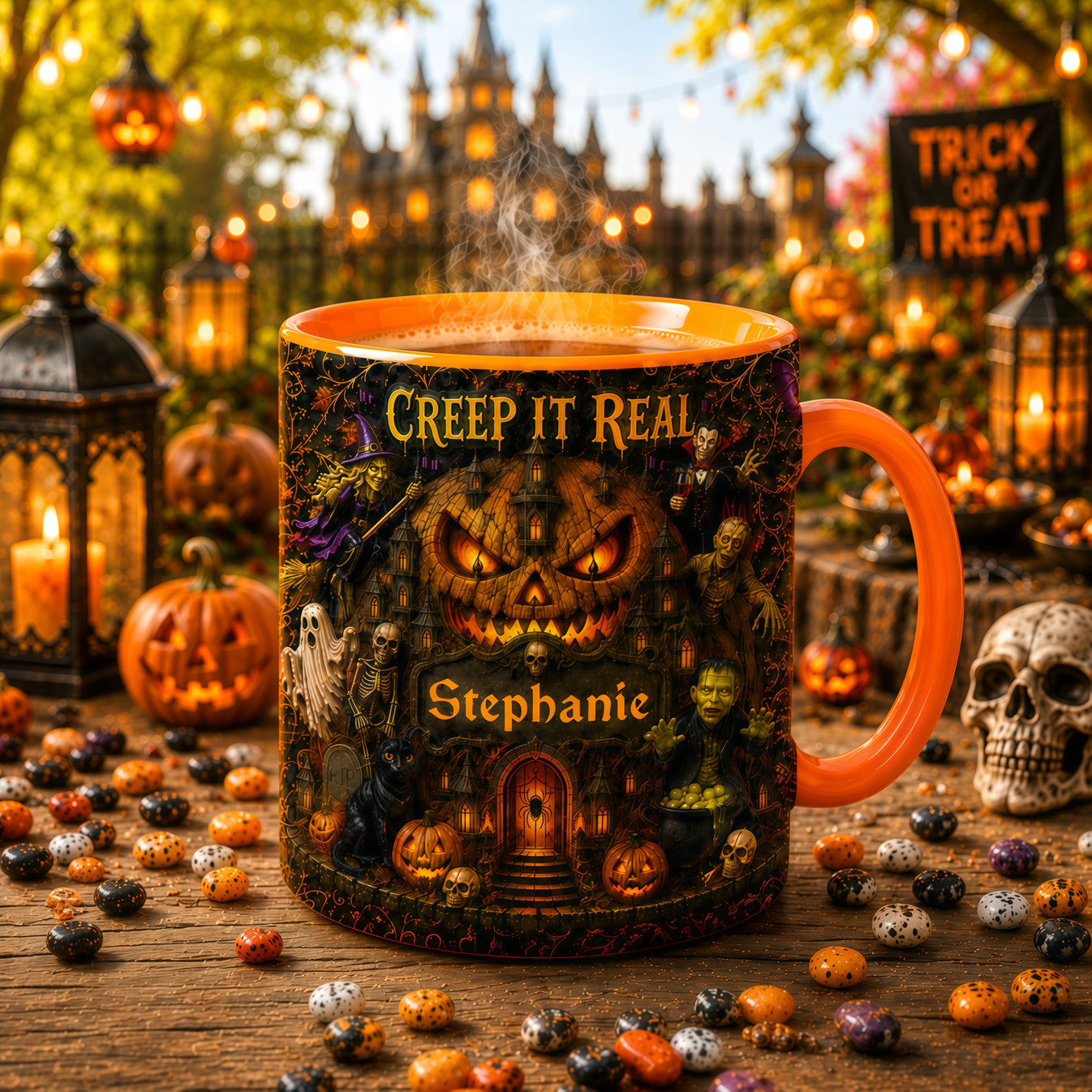 Creep It Real - Personalized Accent Mug - Gift For Halloween-Myprintsy