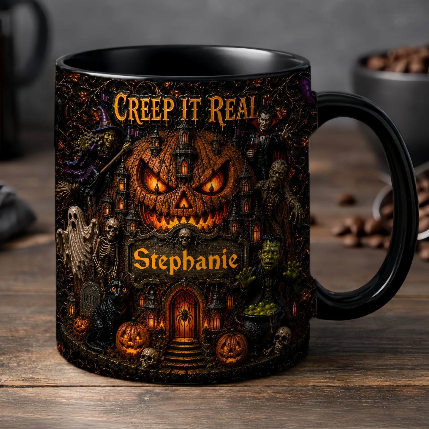 Creep It Real - Personalized Accent Mug - Gift For Halloween (Copy)-Myprintsy