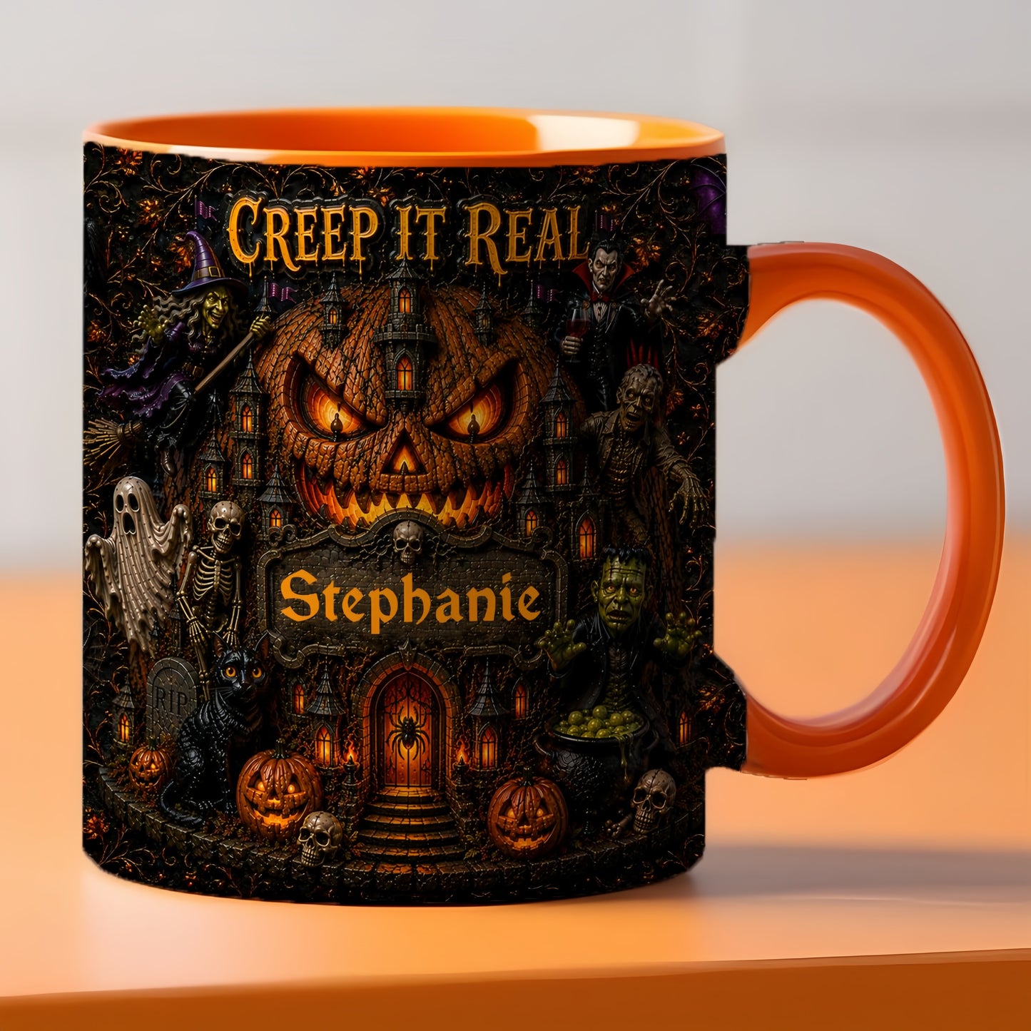 Creep It Real - Personalized Accent Mug - Gift For Halloween (Copy)-Myprintsy