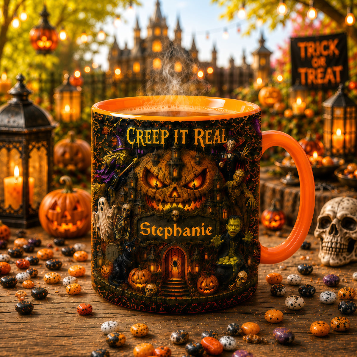 Creep It Real - Personalized Accent Mug - Gift For Halloween (Copy)-Myprintsy