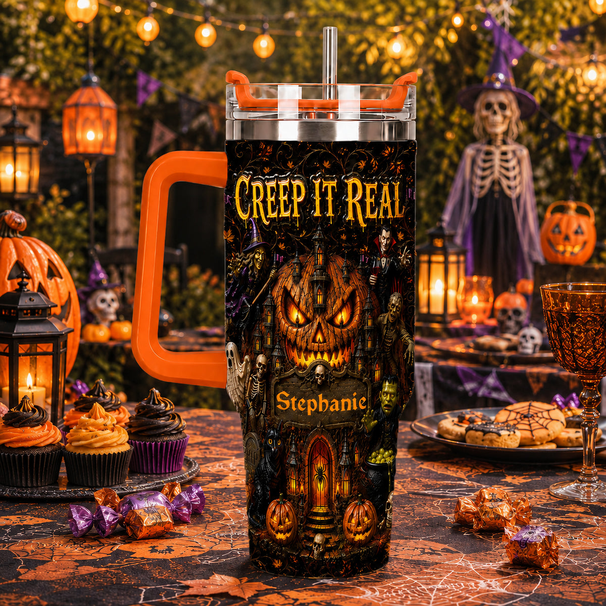 Creep It Real - Personalized Halloween 40oz Tumbler With Straw - Gift For Halloween TEST-Myprintsy