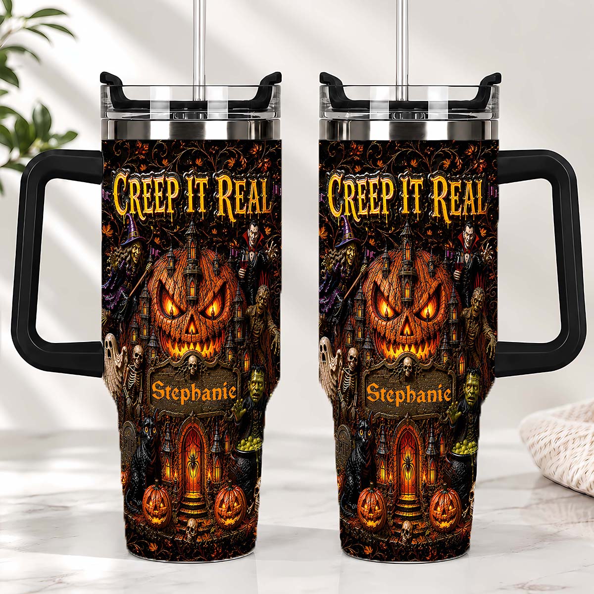 Creep It Real - Personalized Halloween 40oz Tumbler With Straw - Gift For Halloween-Myprintsy