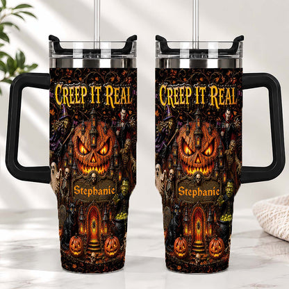 Creep It Real - Personalized Halloween 40oz Tumbler With Straw - Gift For Halloween-Myprintsy