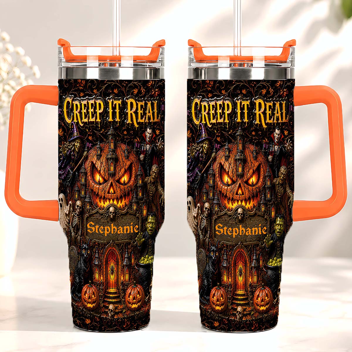 Creep It Real - Personalized Halloween 40oz Tumbler With Straw - Gift For Halloween-Myprintsy