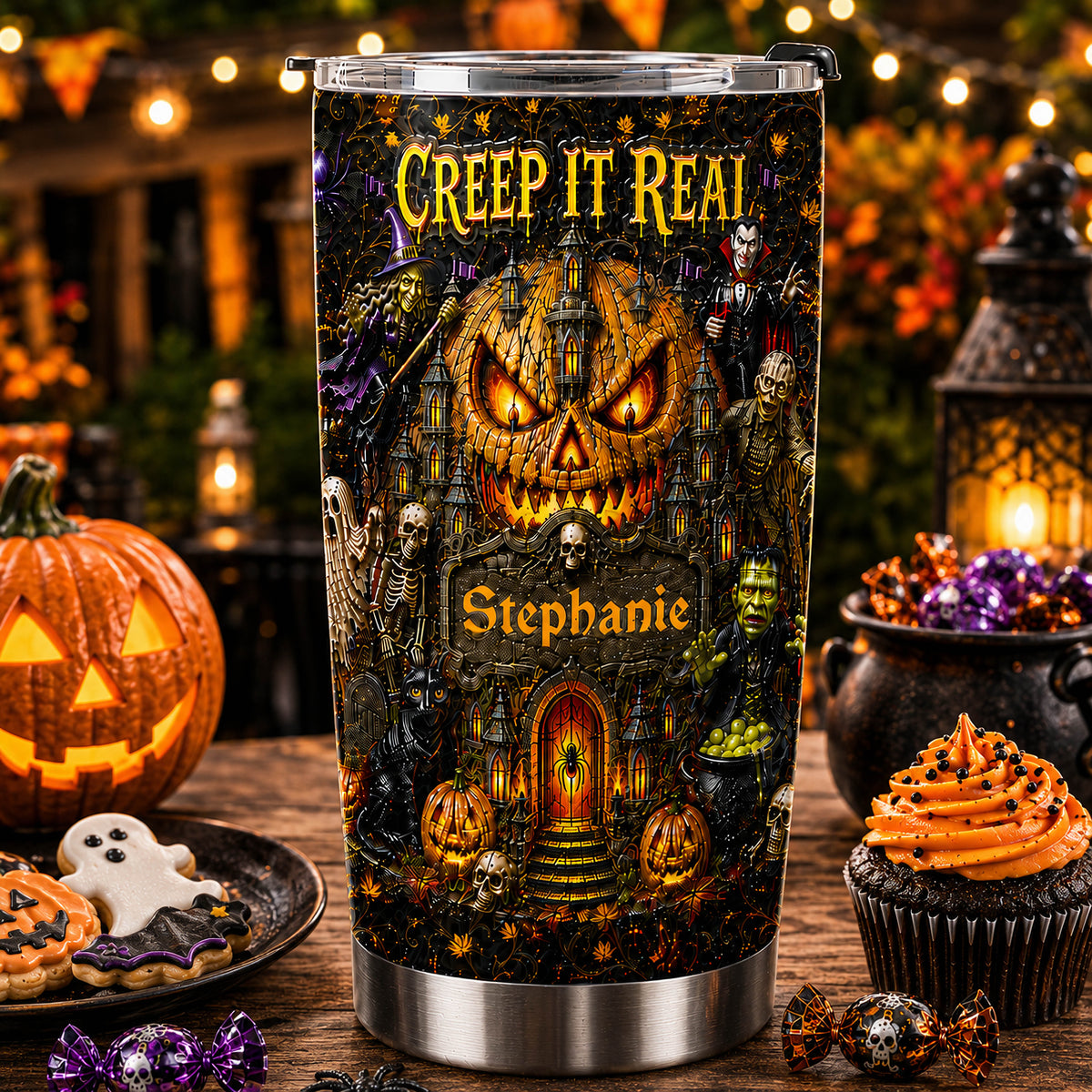 Creep It Real - Personalized Halloween Tumbler Cup - Halloween Gifts For Kids, Family Members, Friends-Myprintsy