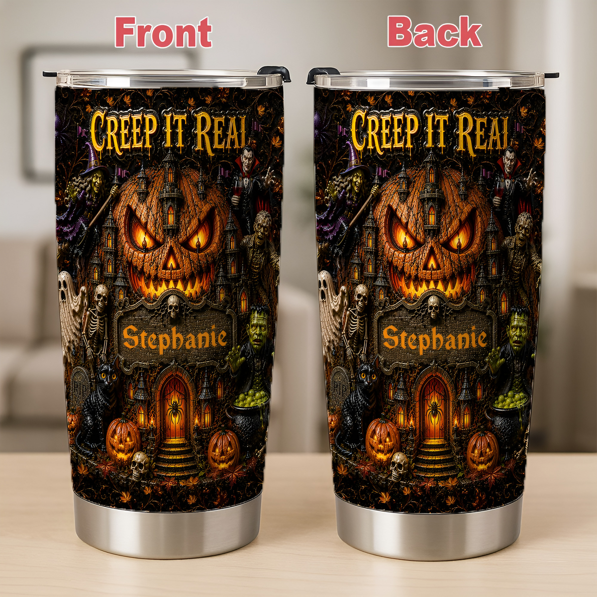 Creep It Real - Personalized Halloween Tumbler Cup - Halloween Gifts For Kids, Family Members, Friends-Myprintsy