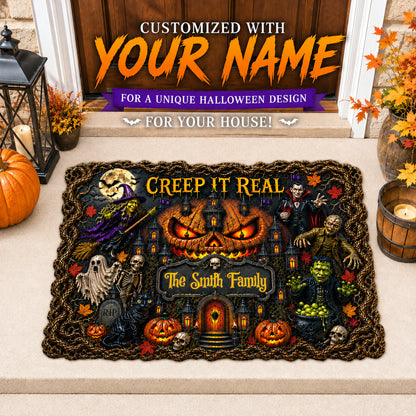 Creep It Real - Personalized Shaped Luxurious Halloween Doormat-Myprintsy