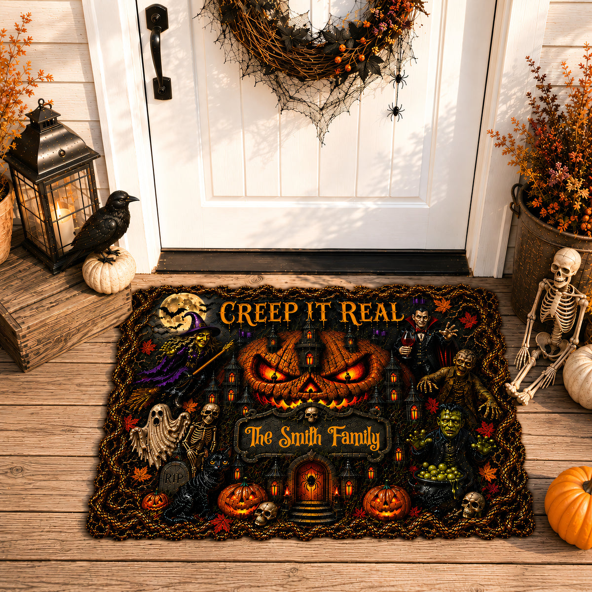Creep It Real - Personalized Shaped Luxurious Halloween Doormat-Myprintsy