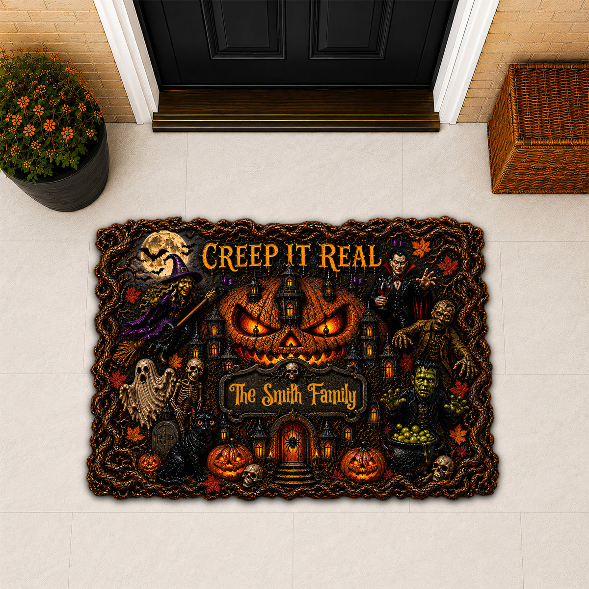 Creep It Real - Personalized Shaped Luxurious Halloween Doormat-Myprintsy
