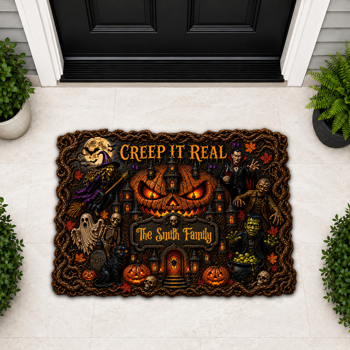 Creep It Real - Personalized Shaped Luxurious Halloween Doormat-Myprintsy