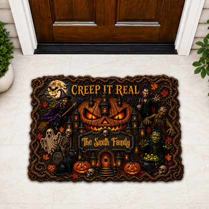 Creep It Real - Personalized Shaped Luxurious Halloween Doormat-Myprintsy