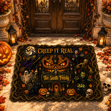 Creep It Real - Personalized Shaped Luxurious Halloween Doormat-Myprintsy