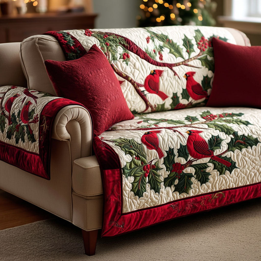 Crimson Cardinals Quilted Sofa Cover VTQ-Myprintsy