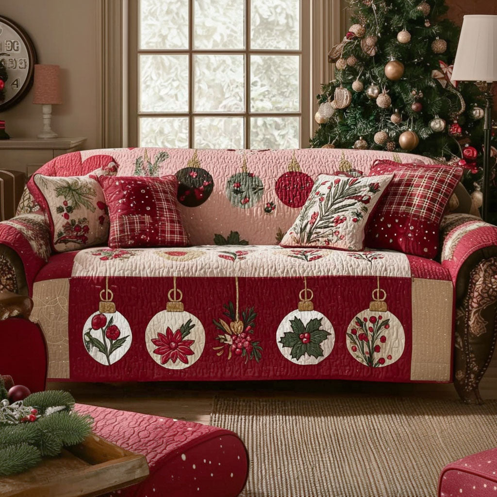 Crimson Holiday Glow Quilted Sofa Cover VTQ-Myprintsy