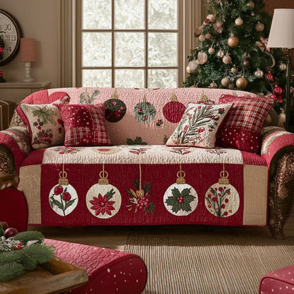 Crimson Holiday Glow Quilted Sofa Cover VTQ-Myprintsy