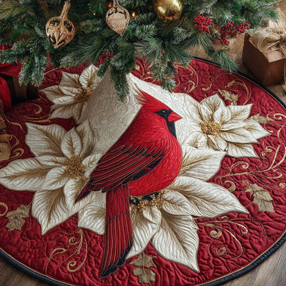 Crimson Poinsettia Grace Quilted Tree Skirt-Myprintsy