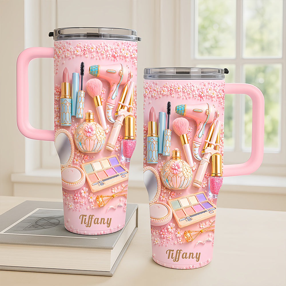 Custom Beauty Cup with Handle - Personalized Makeup Tumbler, Gifts for Makeup Lovers & Artists-Myprintsy