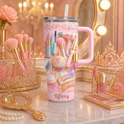 Custom Beauty Cup with Handle - Personalized Makeup Tumbler, Gifts for Makeup Lovers & Artists-Myprintsy