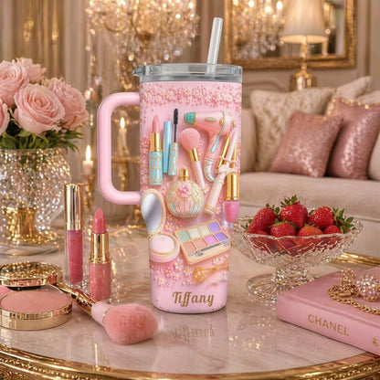 Custom Beauty Cup with Handle - Personalized Makeup Tumbler, Gifts for Makeup Lovers & Artists-Myprintsy