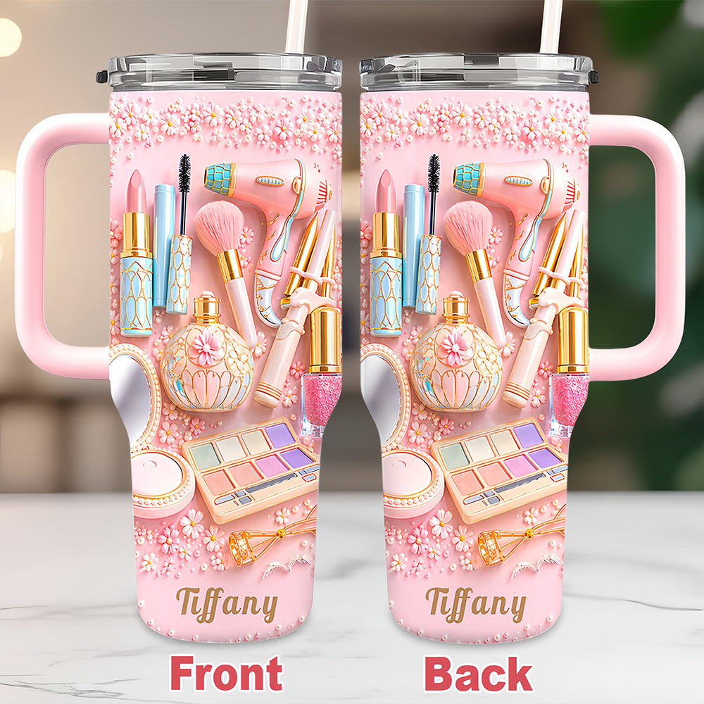 Custom Beauty Cup with Handle - Personalized Makeup Tumbler, Gifts for Makeup Lovers & Artists-Myprintsy