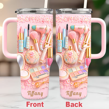 Custom Beauty Cup with Handle - Personalized Makeup Tumbler, Gifts for Makeup Lovers & Artists-Myprintsy