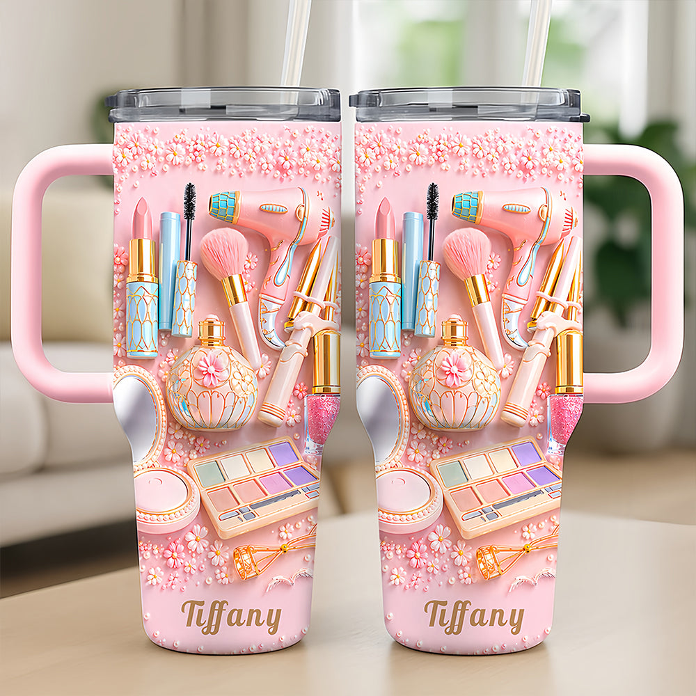 Custom Beauty Cup with Handle - Personalized Makeup Tumbler, Gifts for Makeup Lovers & Artists-Myprintsy