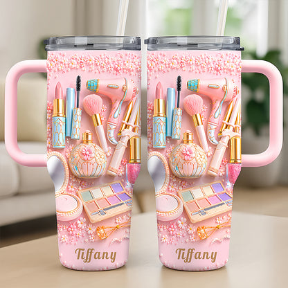 Custom Beauty Cup with Handle - Personalized Makeup Tumbler, Gifts for Makeup Lovers & Artists-Myprintsy